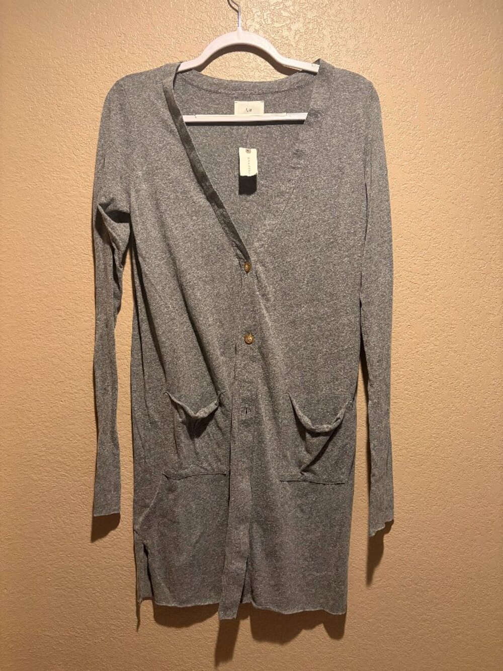 Anthropologie t.la NWT Grey Long Knit Button Down Cardigan -Sz XS